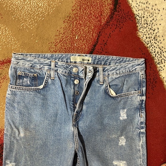 VINTAGE TOPSHOP SILVER PAINTED JEANS 30-36 - Picture 6 of 13